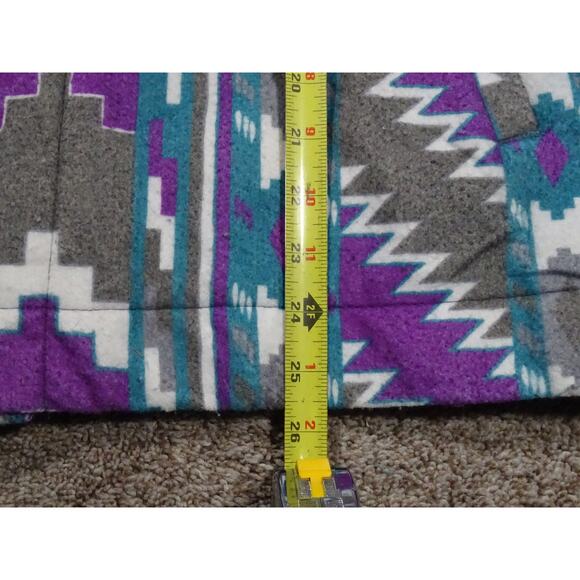 Vintage 90s Walls Mountain Tribal Aztec Pattern Fleece Jacket XL XXL Purple Gray - Picture 4 of 10